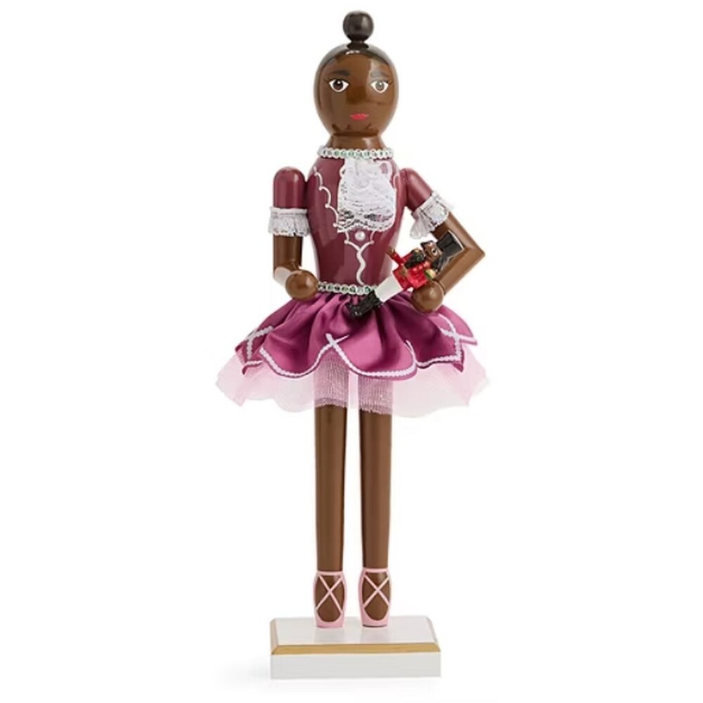Wooden Christmas Nutcracker,14", AFRICAN AMERICAN BALLERINA W/NUTCRACKER  162,NP